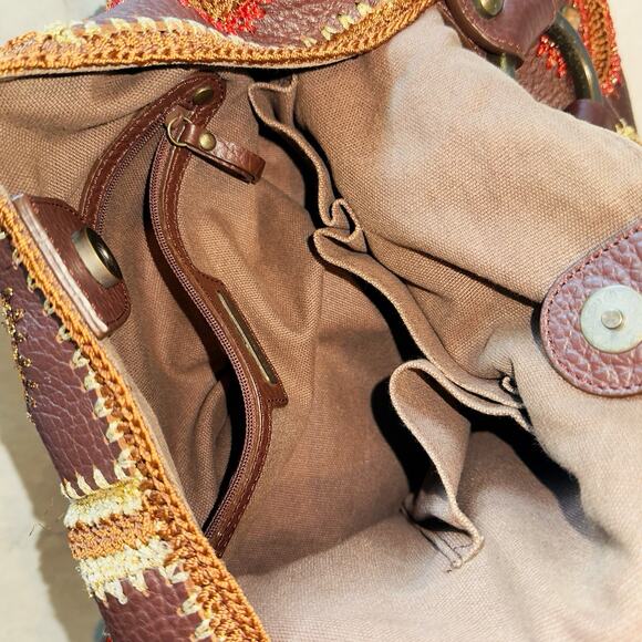 Y2K Isabella Fiore Carina Jeweled Crocheted Hobo Shoulder Bag Handbag Boho Chic - Picture 7 of 11